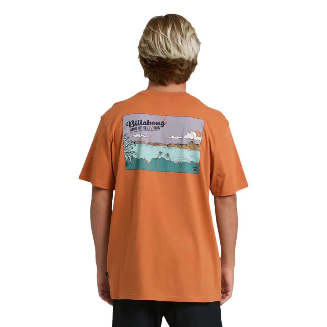 Billabong Men's Post Card Avid Premium SS Tee - Dusty Orange