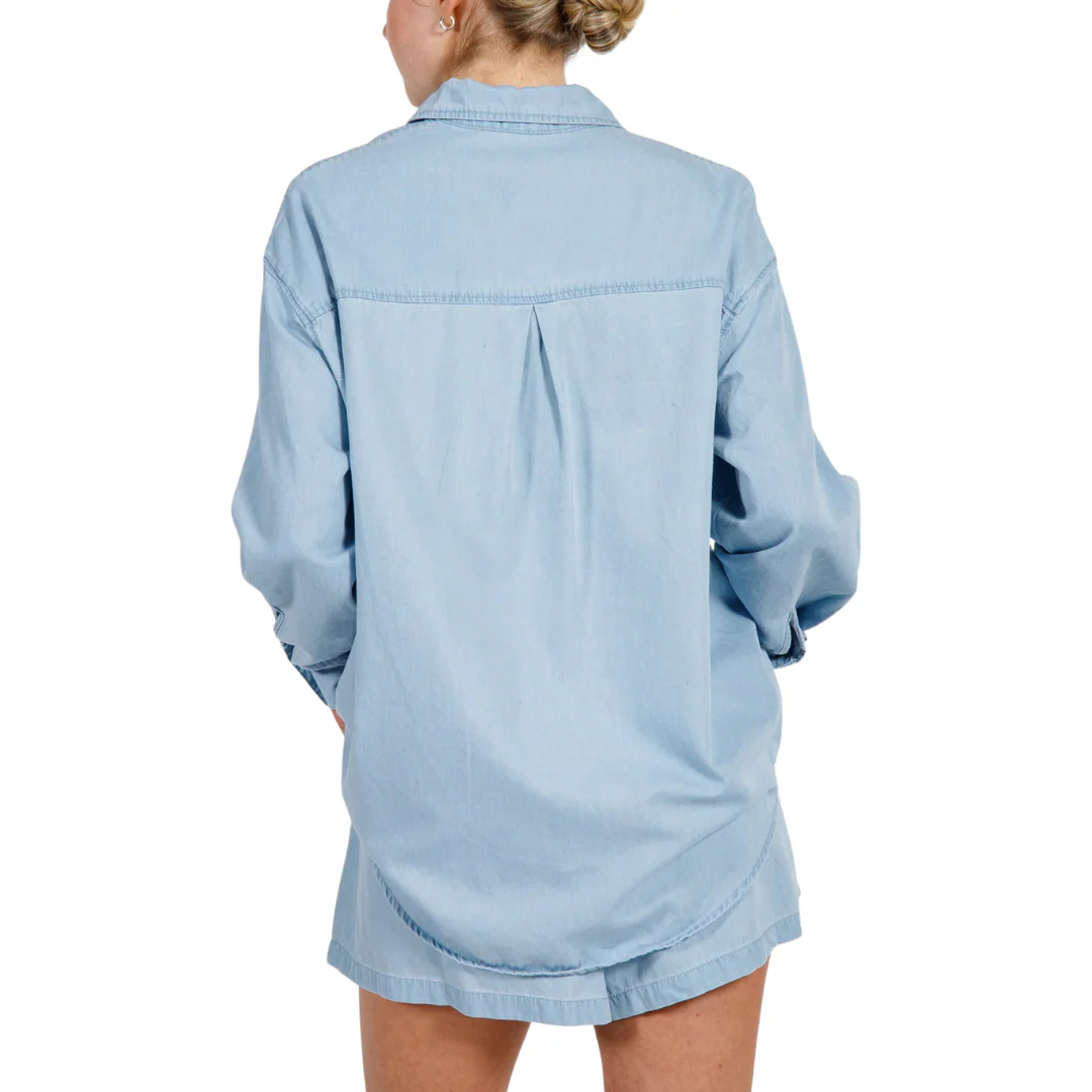 Brunette Women's Chambray Denim Button Up Shirt - Image 3