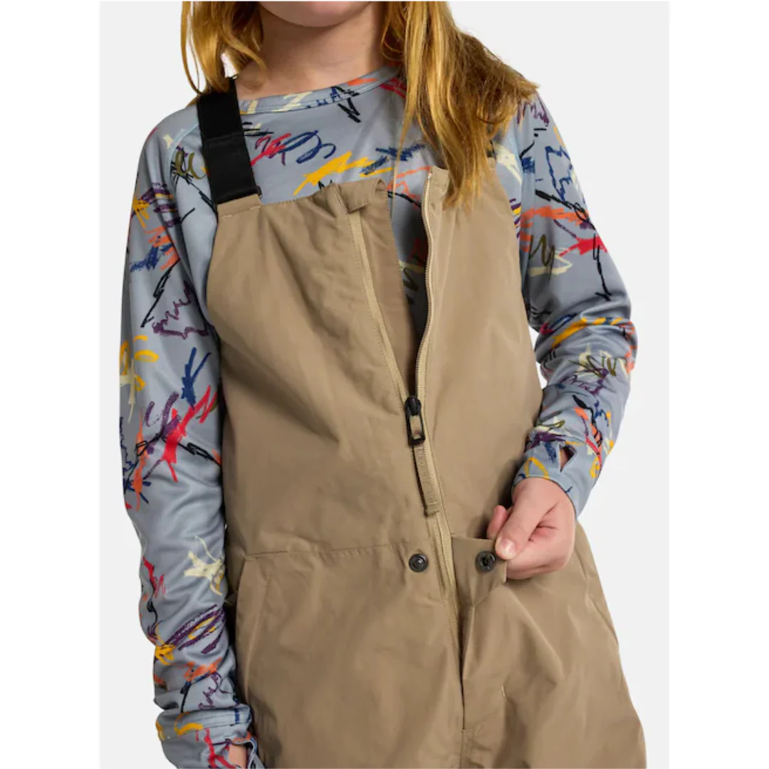 Burton Youth Skylar 2L Bib Snowpants-Summit Taupe - Image 7