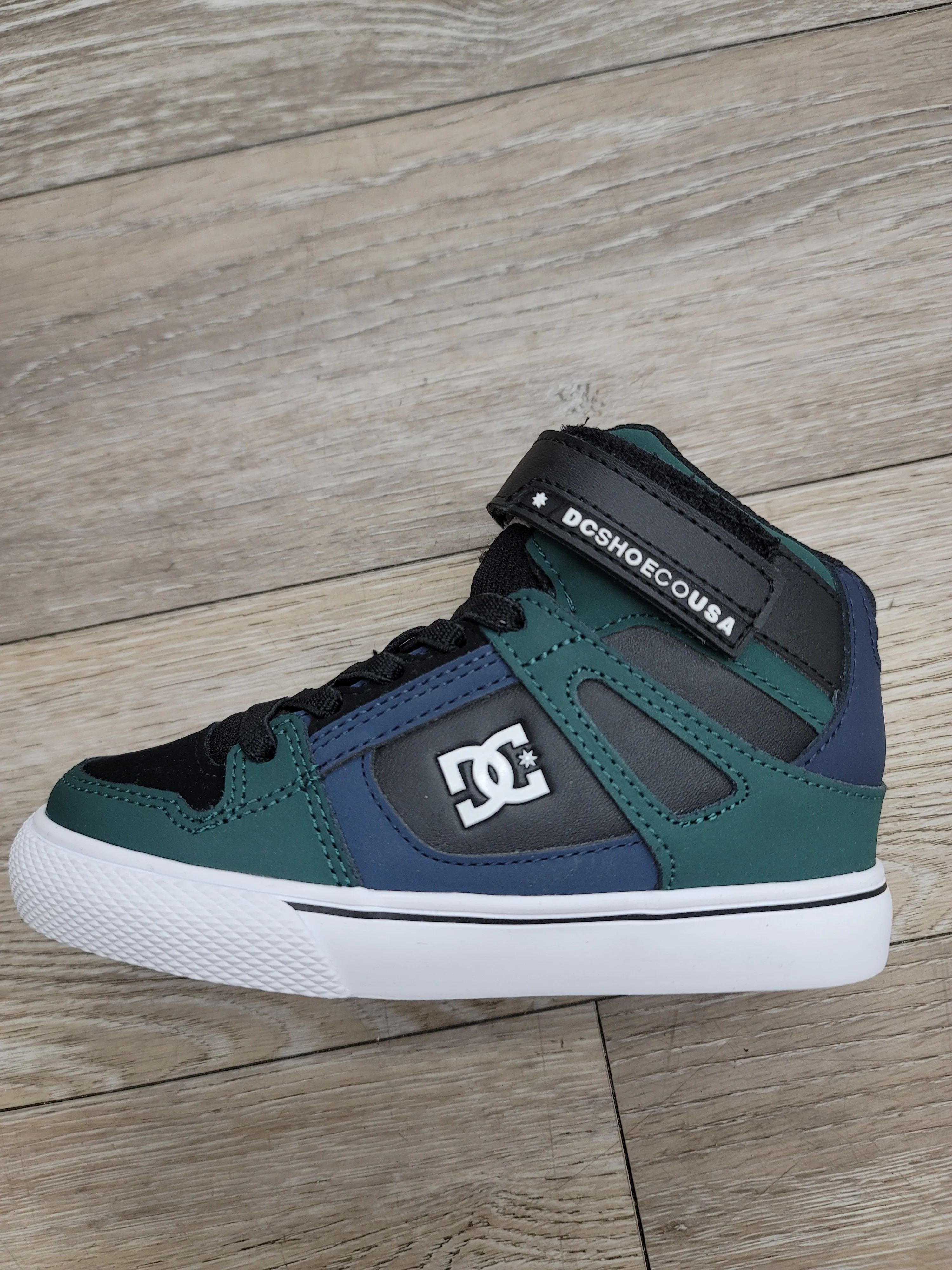 DC Youth Pre Hi Top EV Shoes - Green/Black/Navy