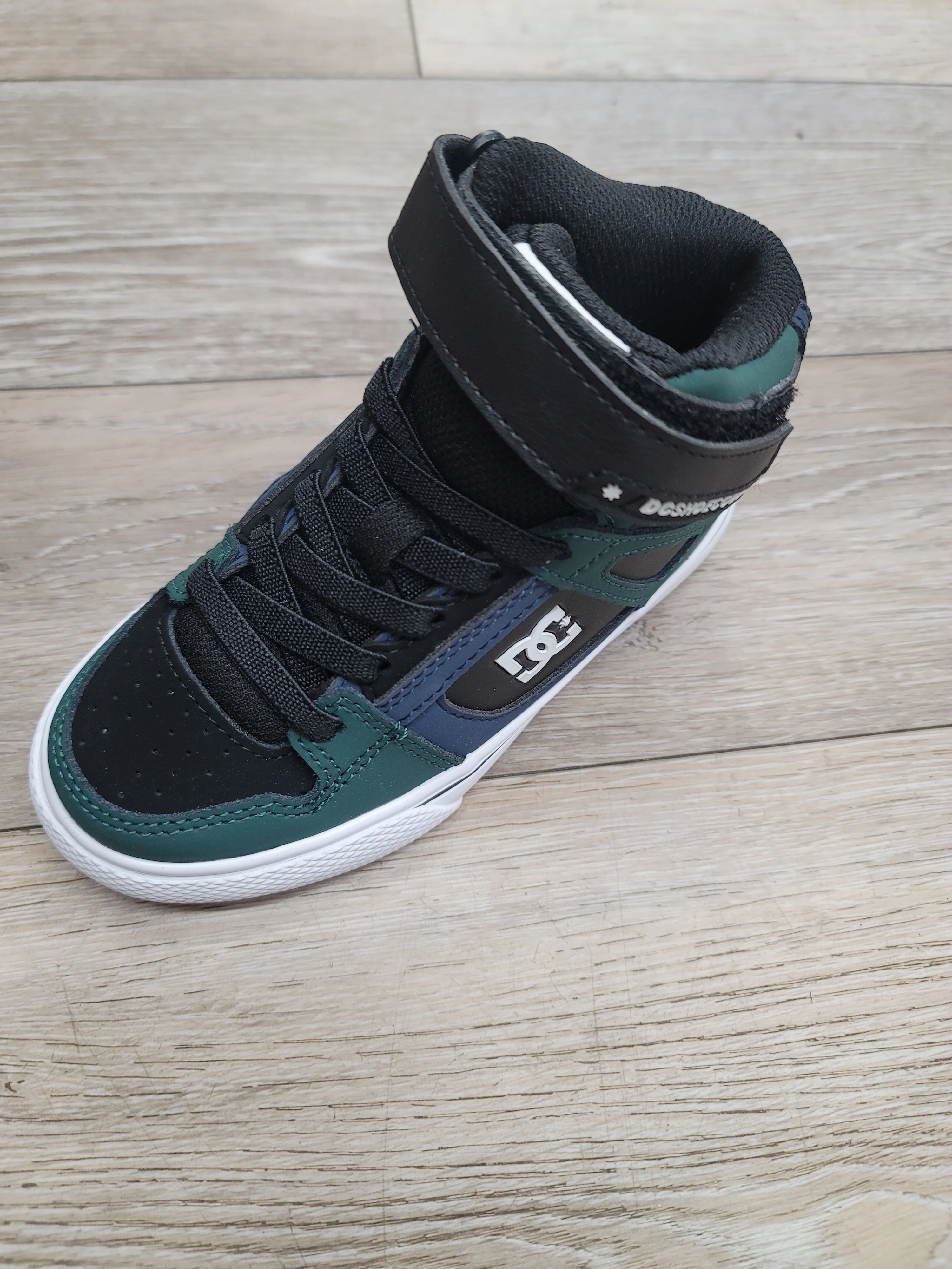 DC Youth Pre Hi Top EV Shoes - Green/Black/Navy - Image 2