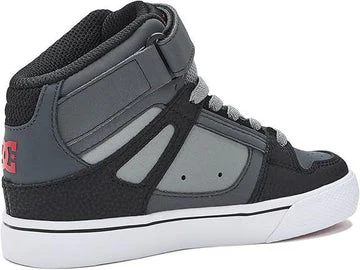 DC Youth Pure Hi Top EV Skate Shoes - Grey/Black/Red - Image 2