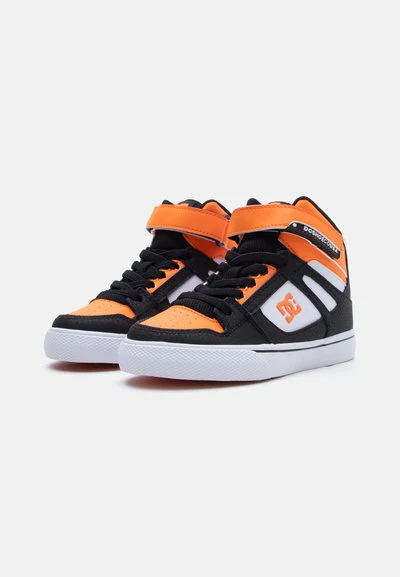 DC Youth Pure Hi Top Ev Skate Shoes - Orange/Black/White - Image 2