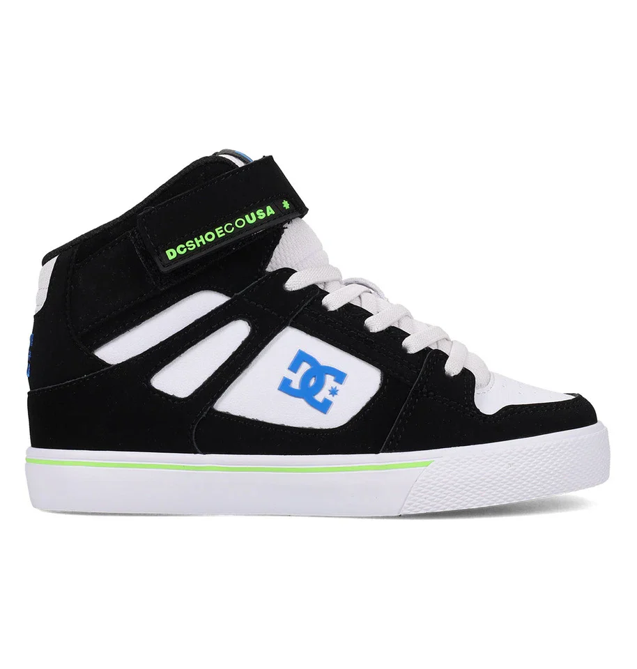 DC Youth Pure High Top Shoes - Black/Blue/White