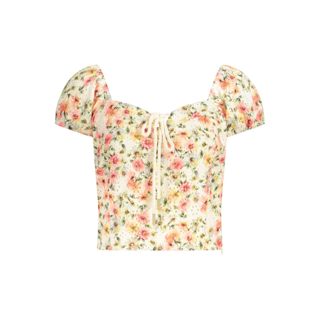 Guess Women's Knit Eliane Eyelet Puffed Top