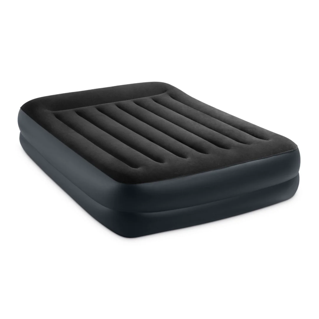 Intex Dura-Beam Plus Pillow Rest Air Mattress Queen w/ Built-In Electric Pump