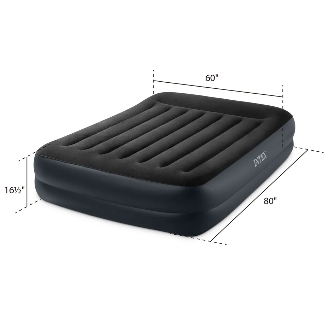 Intex Dura-Beam Plus Pillow Rest Air Mattress Queen w/ Built-In Electric Pump - Image 2