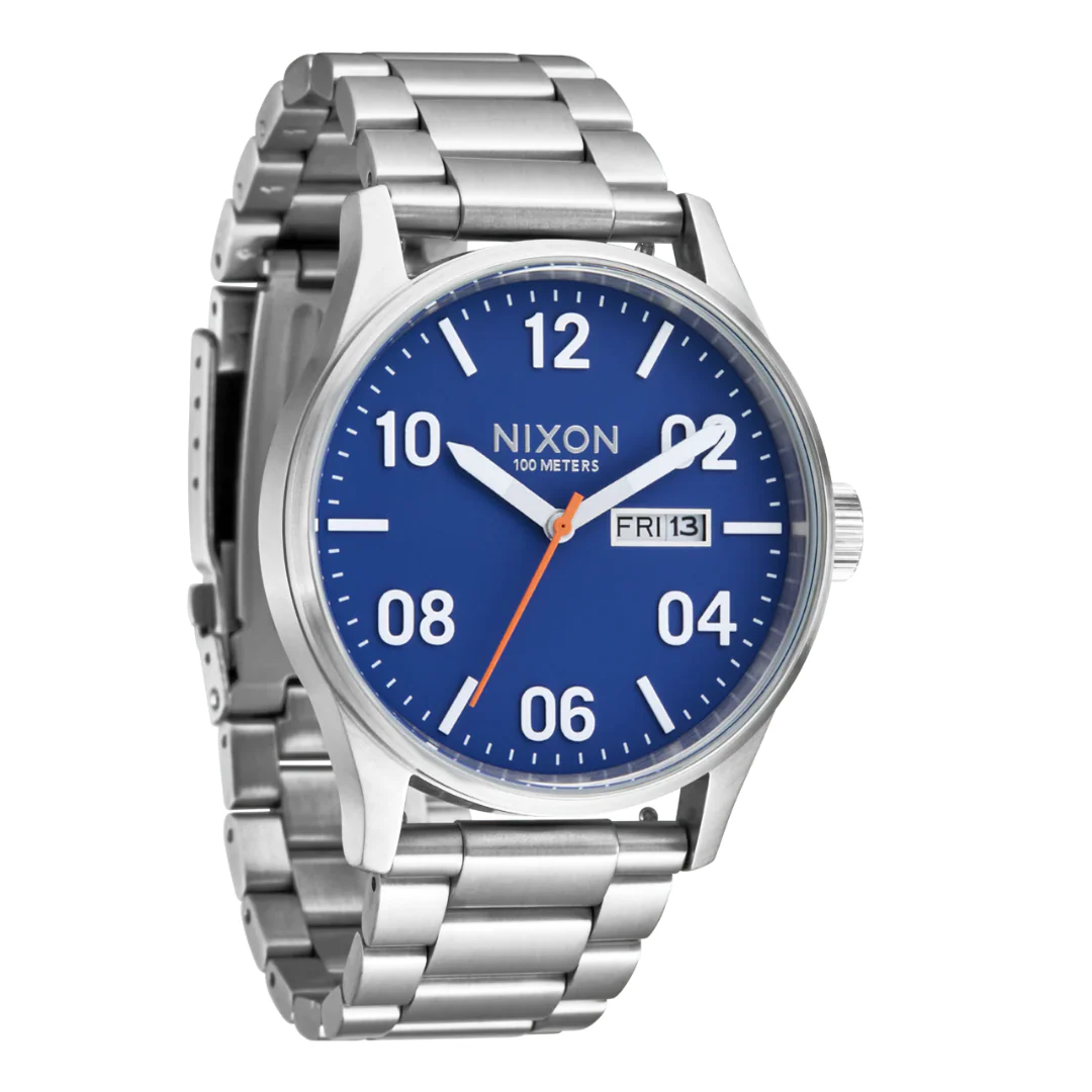 Nixon Sentry SS Unisex Metal Bands Watches - Silver Cobalt - Image 2