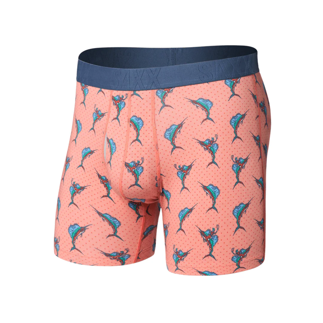 Saxx Men's Droptemp Cooling Cotton Boxer Brief Fly - Big Catch-Desert Flower
