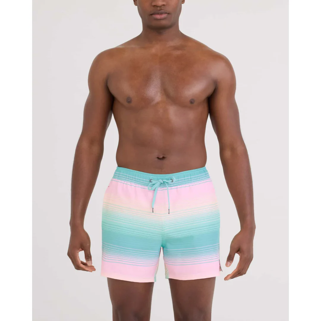 Saxx Men's Oh Buoy 2N1 Volley 5" - Hazy Stripe-Aqua