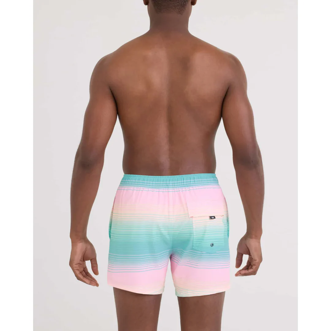 Saxx Men's Oh Buoy 2N1 Volley 5" - Hazy Stripe-Aqua - Image 2