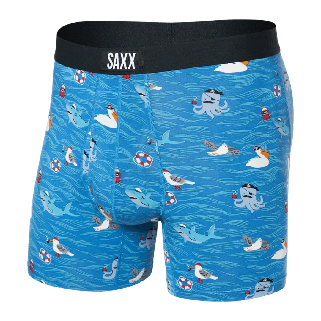 Saxx Men's Ultra Soft Boxer Brief Fly - SEAS THE DAY-LAKE BLUE