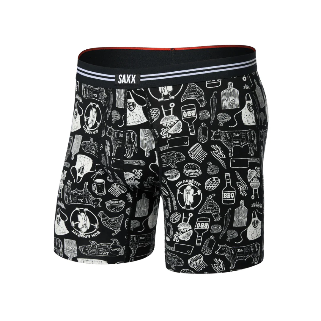 Saxx Men's Vibe Xtra Soft Comfort Boxer Brief Fly - Bun Appetit-Black - Image 2
