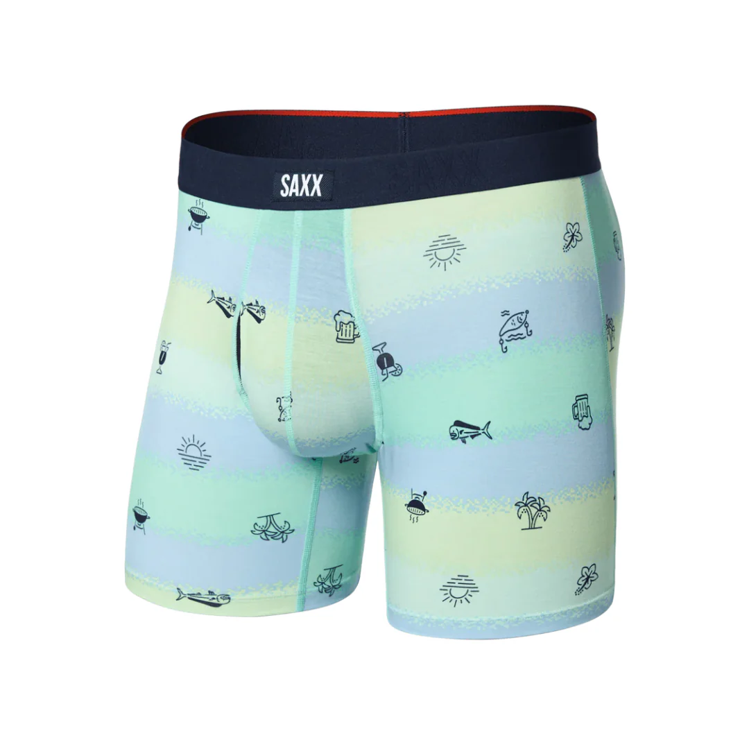 Saxx Men's Vibe Xtra Soft Comfort Boxer Brief Fly - Iconic Summer-Multi