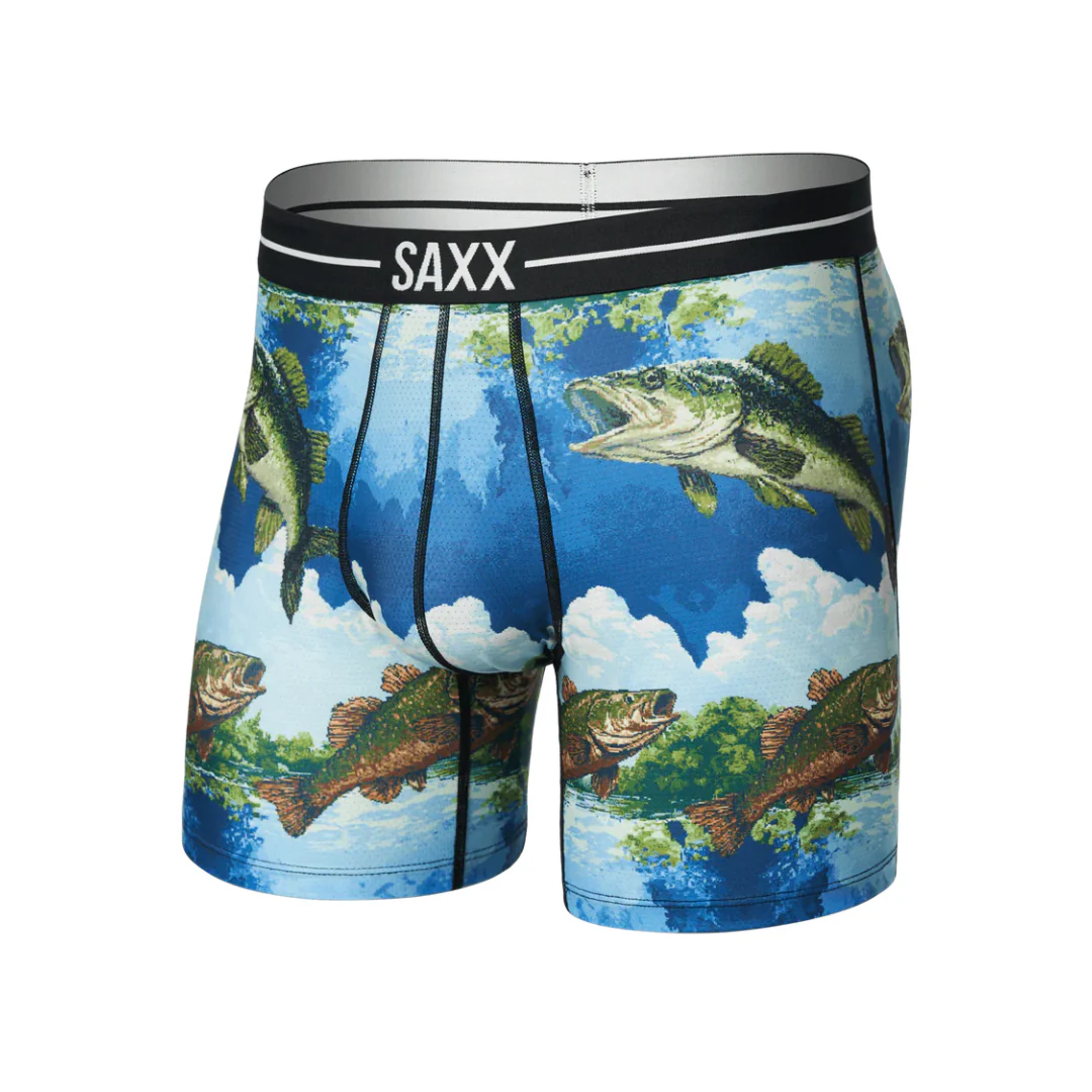 Saxx Men's Volt Breathable Mesh Boxer Brief - Bitmap Big Mouth-Multi
