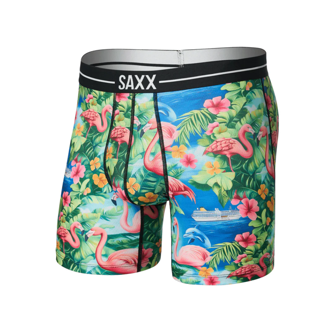 Saxx Men's Volt Breathable Mesh Boxer Brief - Flamingo Bay-Multi