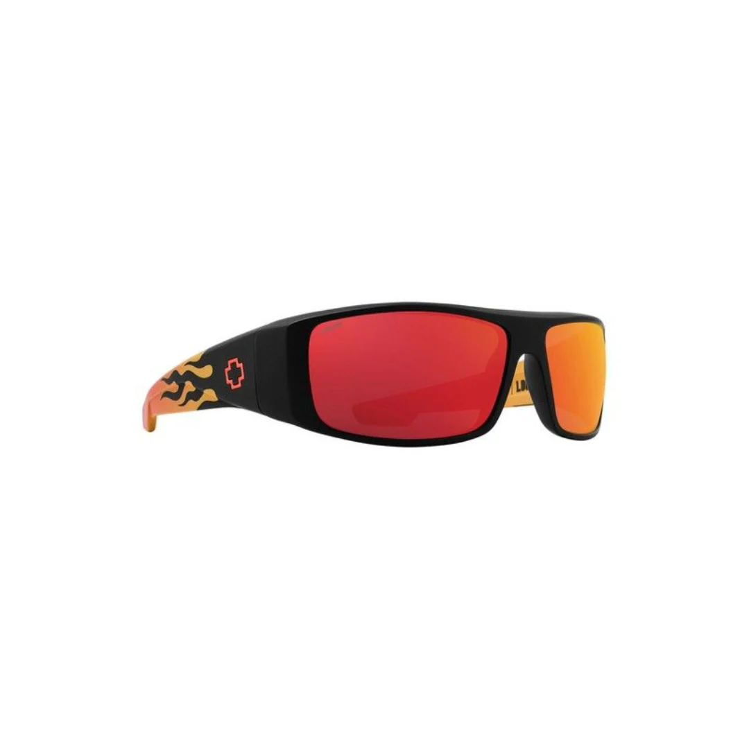 Spy Boo Johnson Logan Sunglasses - Matte Black Orange Flames Happy Gray Green Red Mirror