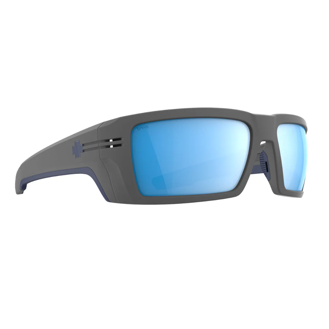 Spy Rebar Men's Sunglasses - ANSI Matte Gray Happy Boost Polar Ice Blue Mirror