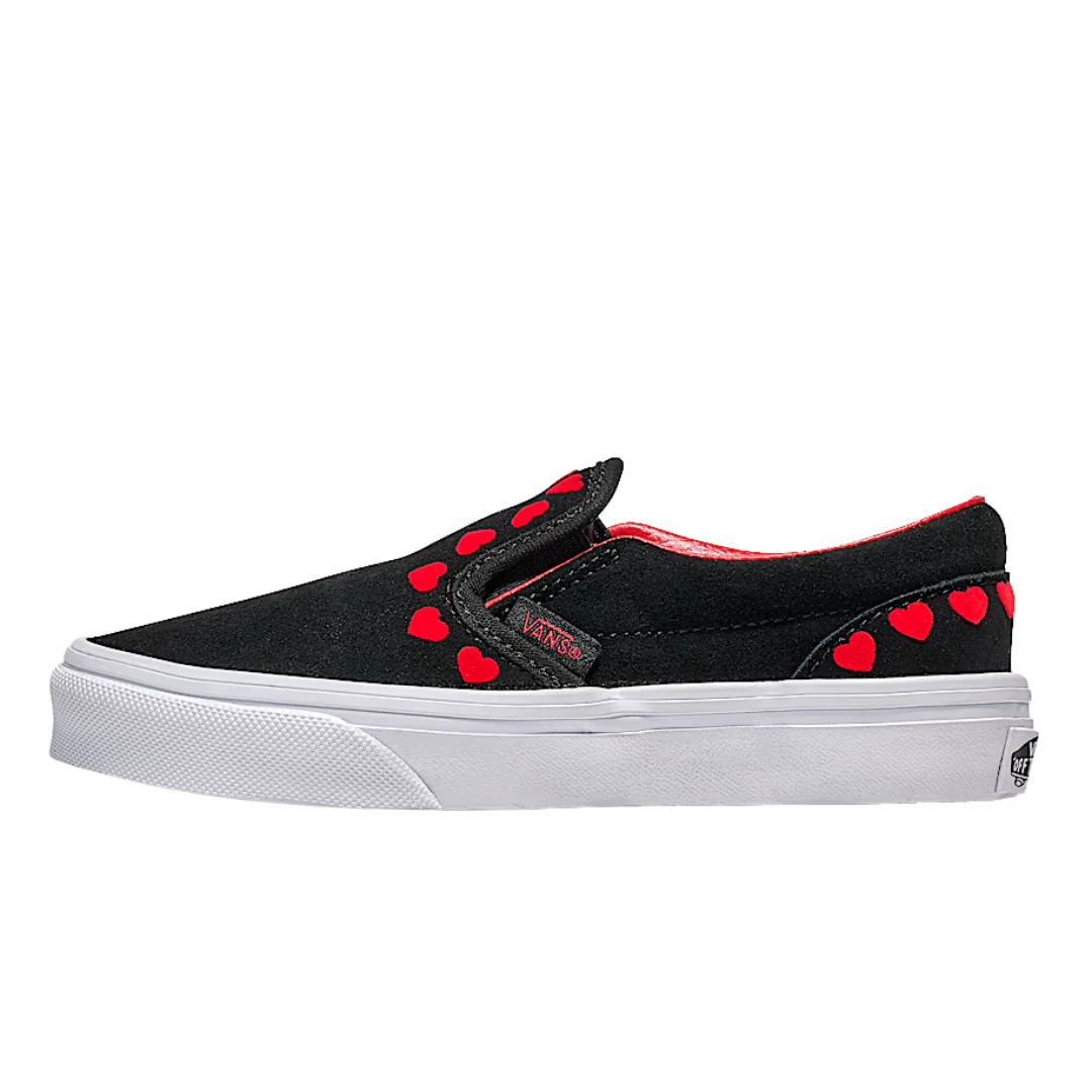 Vans Kids Classic Slip On Shoes - Hearts Black/Red - Image 2