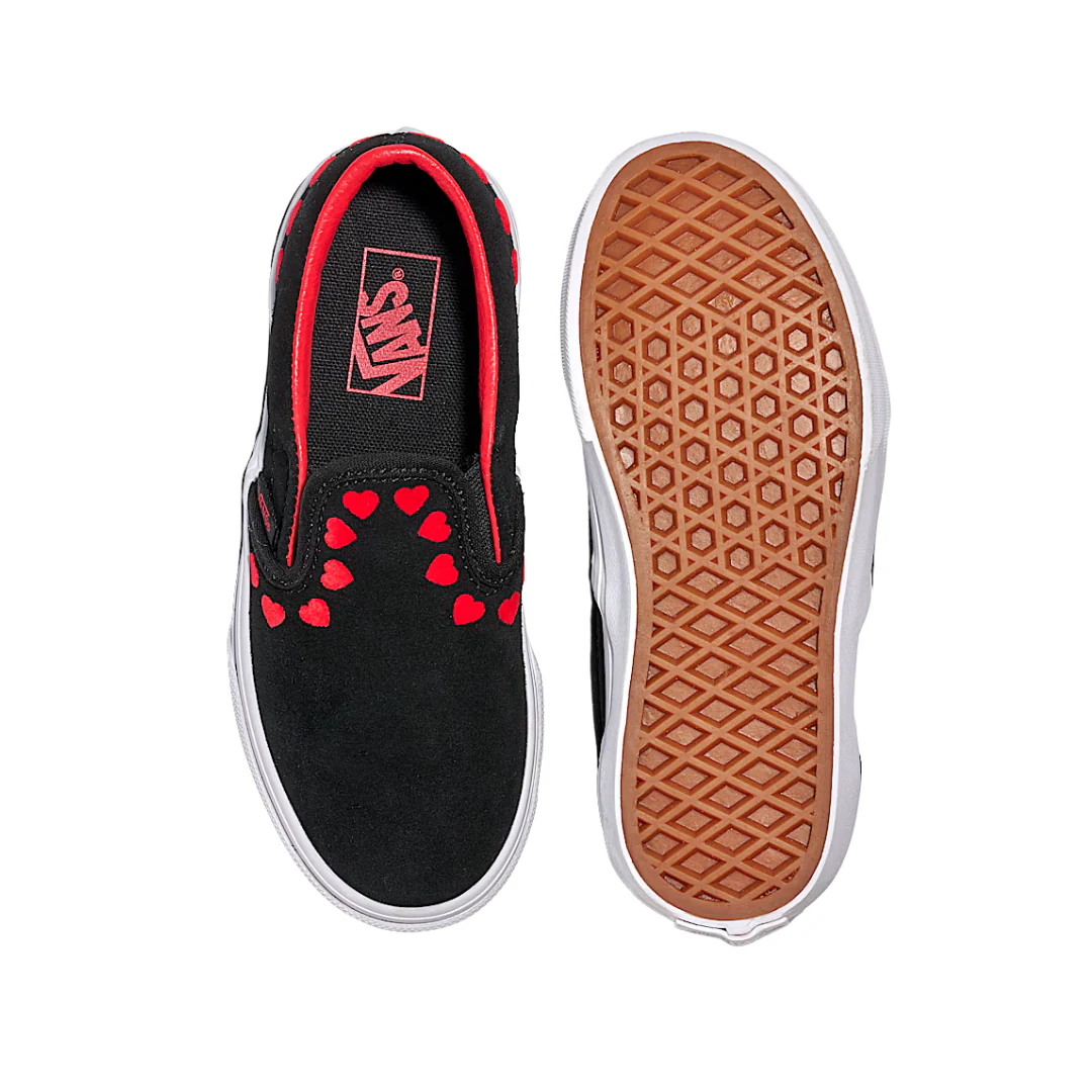 Vans Kids Classic Slip On Shoes - Hearts Black/Red - Image 4