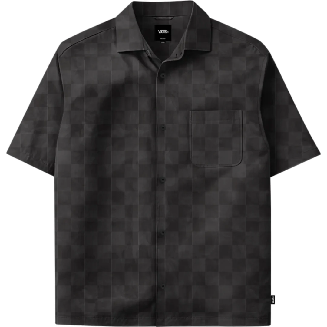 Van's Men's Van Dored Tencel Check Camp SS Tee - Black