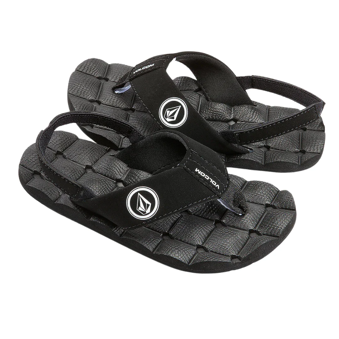 Volcom Recliner Little Youth Sandals - Black White - Image 2